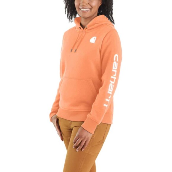 Carhartt Relaxed Fit Midweight Logo Sleeve Graphic Hoodie Orange size Medium - Picture 8 of 8